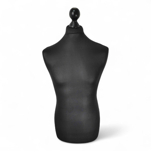 Male Display Bust Tailors Dummy –Adjustable Height, Cream Torso with Chrome Base