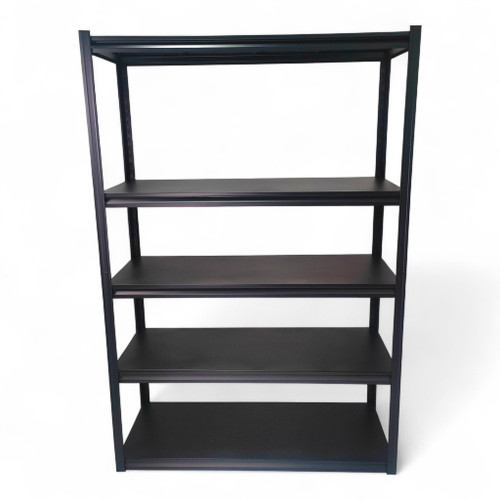Heavy-Duty Boltless Steel Shelving Unit, Powder-Coated, Adjustable 5-Tier Rack, close product view on a white background, evenly lit product image