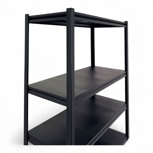 Heavy-Duty Boltless Steel Shelving Unit, Powder-Coated, Adjustable 5-Tier Rack, close product view on a white background, balanced, centred square layout