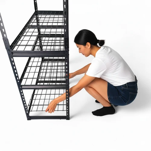 Heavy-Duty Wire Metal Shelving Unit, Adjustable 5-Tier Storage Rack, close product view on a white background, tight, centred square layout