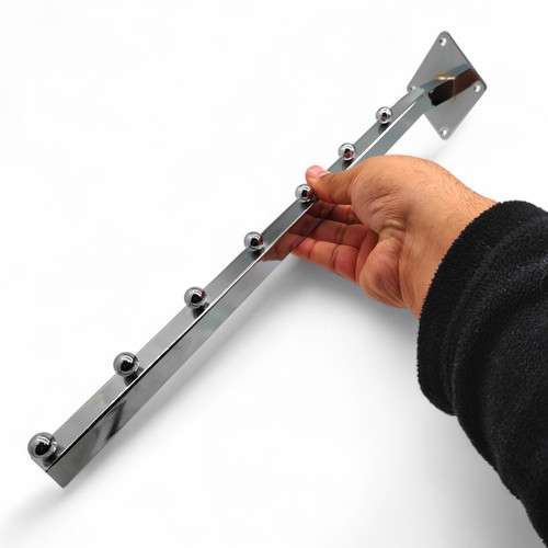 7 Ball Sloping Wall-Fix Display Arm Chrome Steel Space-Saving Rail