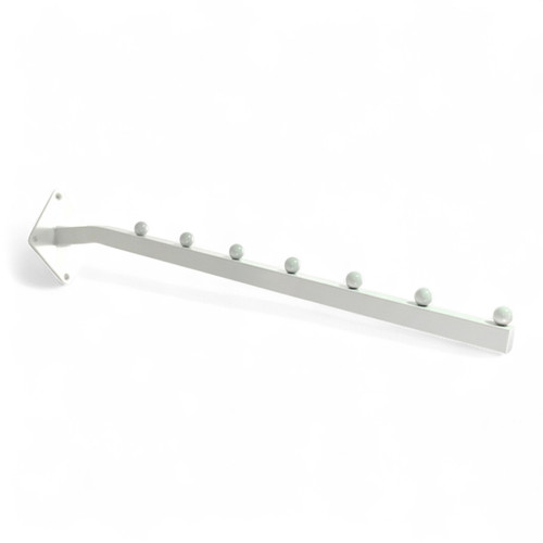 7 Ball Sloping Wall-Fix Display Arm White Steel Space-Saving Rail, product shown on a white background