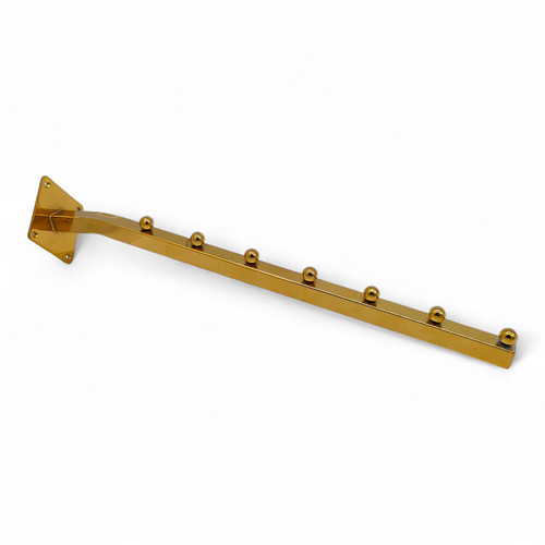 7 Ball Sloping Wall-Fix Display Arm Golden Steel Space-Saving Rail, product shown on a white background, balanced, centred square layout
