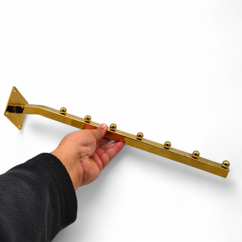 7 Ball Sloping Wall-Fix Display Arm Golden Steel Space-Saving Rail