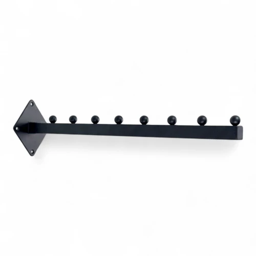 8 Ball Straight Wall-Fix Display Arm Black Steel Space-Saving Rail, product shown on a white background
