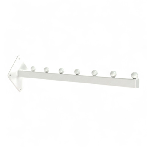 8 Ball Straight Wall-Fix Display Arm White Steel Space-Saving Rail, product shown on a white background
