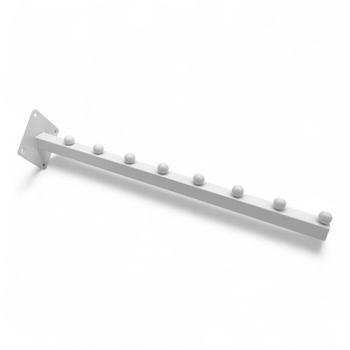 8 Ball Straight Wall-Fix Display Arm White Steel Space-Saving Rail, product shown on a white background, balanced, centred square layout