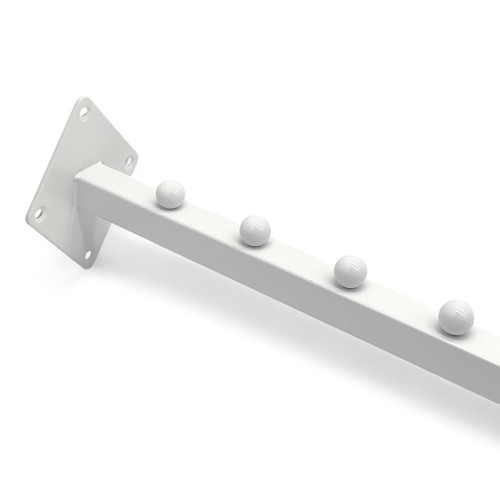 8 Ball Straight Wall-Fix Display Arm White Steel Space-Saving Rail, product shown on a white background, standard product photograph