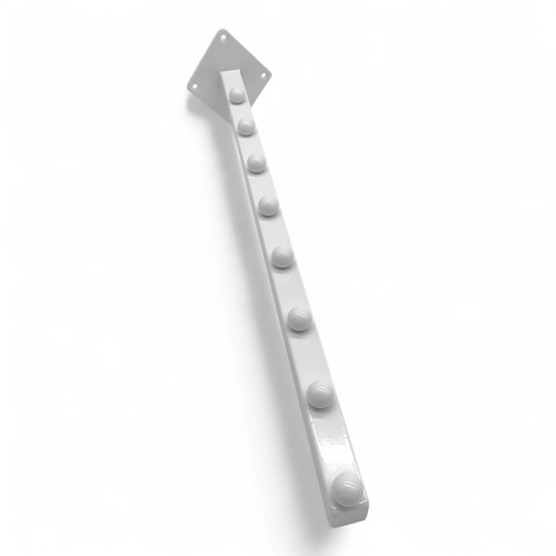 8 Ball Straight Wall-Fix Display Arm White Steel Space-Saving Rail, full-height product view on a white background