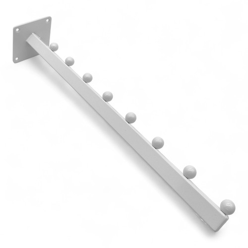 8 Ball Straight Wall-Fix Display Arm White Steel Space-Saving Rail, close product view on a white background