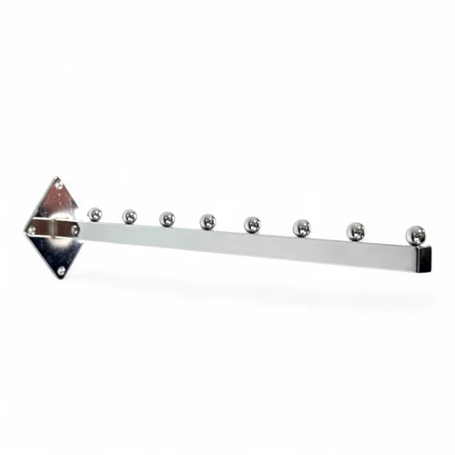 8 Ball Straight Wall-Fix Display Arm Chrome Steel Space-Saving Rail, product shown on a white background