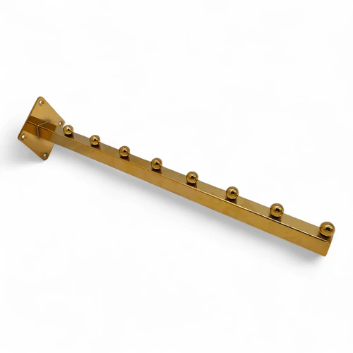 8 Ball Straight Wall-Fix Display Arm Golden Steel Space-Saving Rail, product shown on a white background, balanced, centred square layout