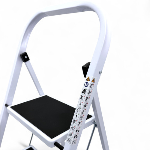 Heavy Duty Foldable 2 Step Steel Ladder with Non Slip Wide Treads 150kg Capacity