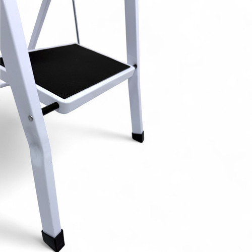 Heavy Duty Foldable 2 Step Steel Ladder with Non Slip Wide Treads 150kg Capacity