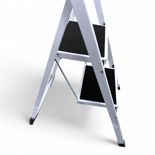 Heavy Duty Foldable 2 Step Steel Ladder with Non Slip Wide Treads 150kg Capacity