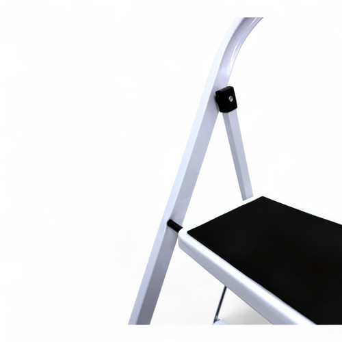 Heavy Duty Foldable 3 Step Steel Ladder with Non Slip Wide Treads 150kg Capacity, product shown against a coloured background, standard product photograph