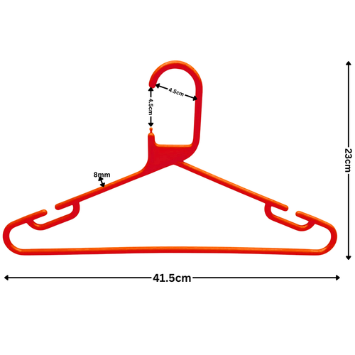 Red Heavy Duty 41.5cm Plastic Hangers with Trouser Bar and Shoulder Notches