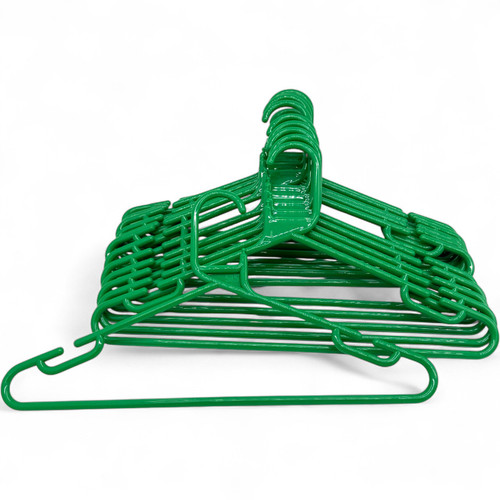 Green Heavy Duty 41.5cm Plastic Hangers with Trouser Bar and Shoulder Notches