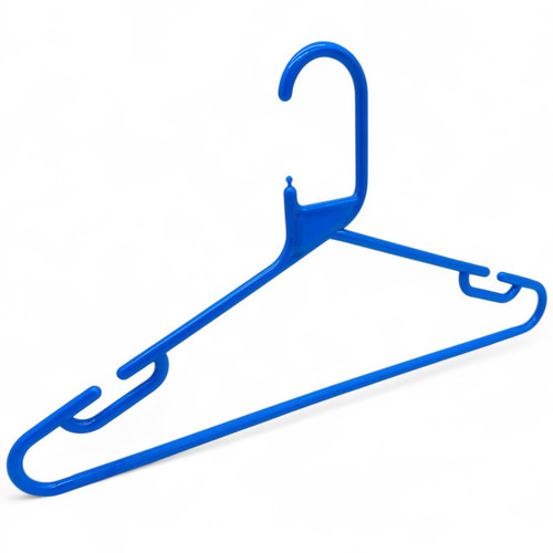Blue Heavy Duty 41.5cm Plastic Hangers with Trouser Bar and Shoulder Notches