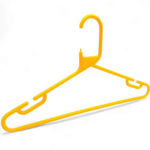 Yellow Heavy Duty 41.5cm Plastic Hangers with Trouser Bar and Shoulder Notches