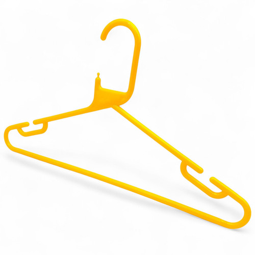 Yellow Heavy Duty 41.5cm Plastic Hangers with Trouser Bar and Shoulder Notches