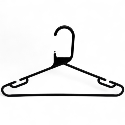 Black Heavy Duty 41.5cm Plastic Hangers with Trouser Bar and Shoulder Notches