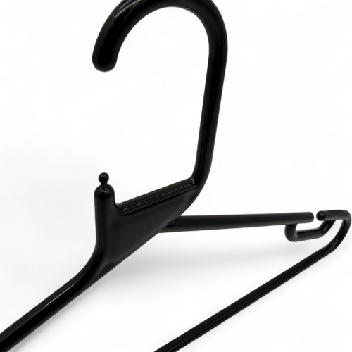 Black Heavy Duty 41.5cm Plastic Hangers with Trouser Bar and Shoulder Notches