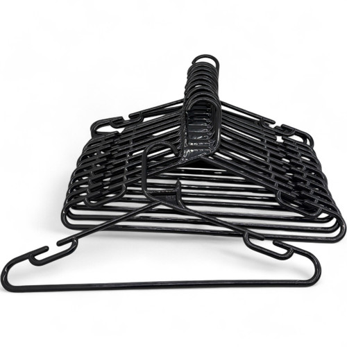 Black Heavy Duty 41.5cm Plastic Hangers with Trouser Bar and Shoulder Notches