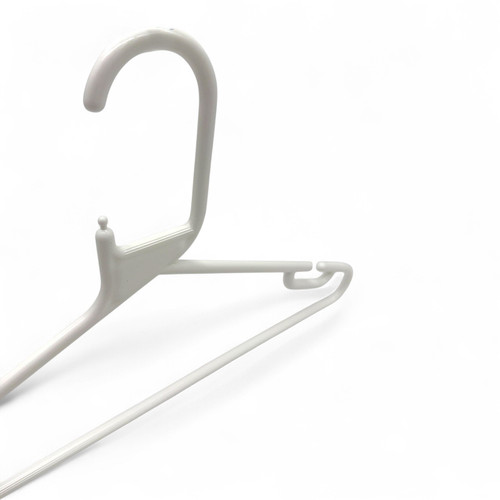 White Heavy Duty 41.5cm Plastic Hangers with Trouser Bar and Shoulder Notches