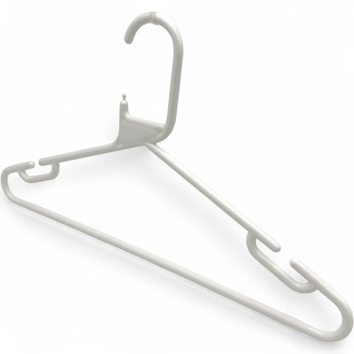 White Heavy Duty 41.5cm Plastic Hangers with Trouser Bar and Shoulder Notches