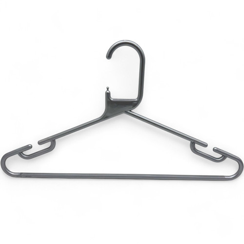 Silver Grey Heavy Duty 41.5cm Plastic Hangers with Trouser Bar and Shoulder Notches