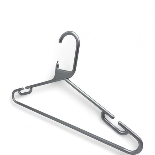 Silver Grey Heavy Duty 41.5cm Plastic Hangers with Trouser Bar and Shoulder Notches