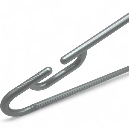 Silver Grey Heavy Duty 41.5cm Plastic Hangers with Trouser Bar and Shoulder Notches, close product view on a white background, tight, centred square layout