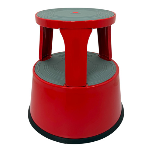 Durable Red Steel Kick Step Stool Non-Slip Portable for Home Office Warehouse