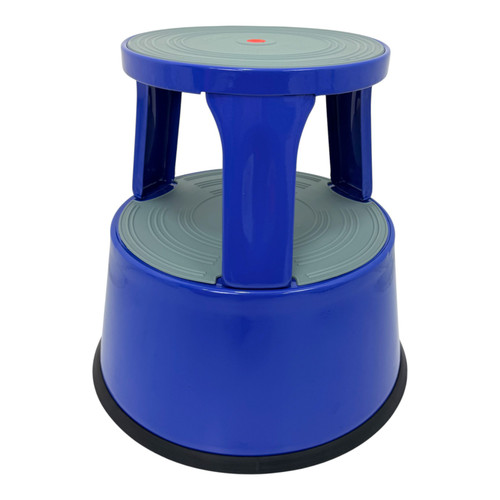 Durable Blue Steel Kick Step Stool Non-Slip Portable for Home Office Warehouse