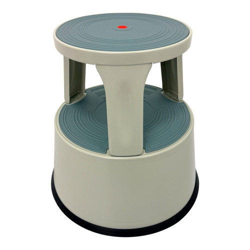 Durable Grey Steel Kick Step Stool Non-Slip Portable for Home Office Warehouse, full-height product view on a white background, gallery image 12 of 12