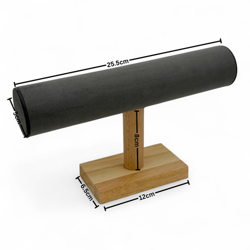 Wooden Grey Bar T-Bar Watch Jewelry Display Stand Holder Organizer for Necklaces