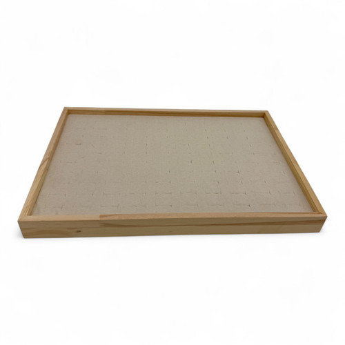 Jewelry Drawer Organizer 100-Grid Beige Bamboo Velvet Insert 35×24×3cm