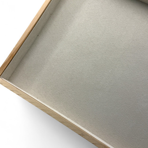 Classic Velvet-Lined Wood Jewellery, Ring Organizer Tray Beige 35×24×3cm, product shown against a coloured background