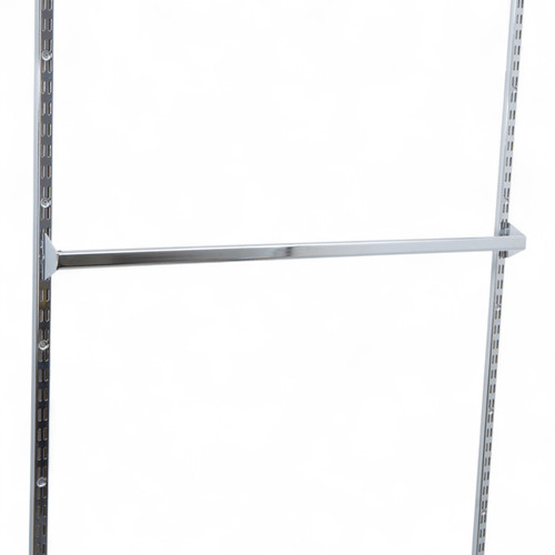 Twin Slot Back Bar Chrome Steel, product shown against a coloured background, balanced, centred square layout