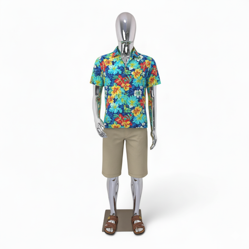Male Faceless Glossy Chrome Display Egg Head Mannequin, full-height product view on a white background, gallery image 6 of 17