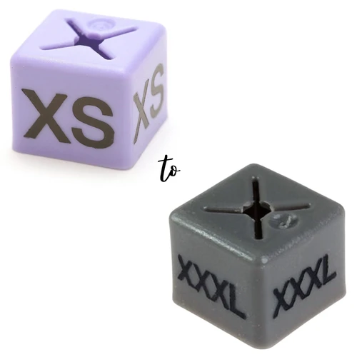 Pack of 50 Clothing Hanger Size Cubes, dimension guide on a white background