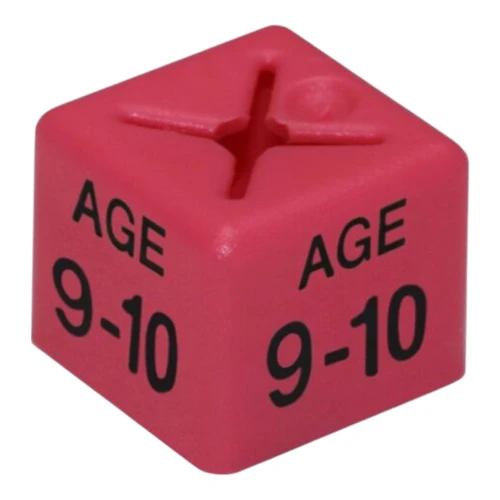 Pack of 50 Kids Clothing Hanger Age Size Cubes, close product view on a white background