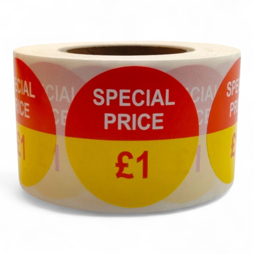 Roll of 500 Special Price Self-Adhesive Stickers – 40mm Retail Labels £1-£60