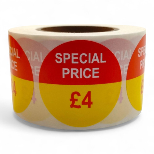 Roll of 500 Special Price Self-Adhesive Stickers – 40mm Retail Labels £1-£60