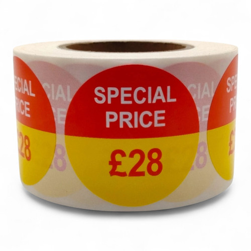 Roll of 500 Special Price Self-Adhesive Stickers – 40mm Retail Labels £1-£60