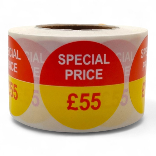 Roll of 500 Special Price Self-Adhesive Stickers, close product view on a white background, close product photograph