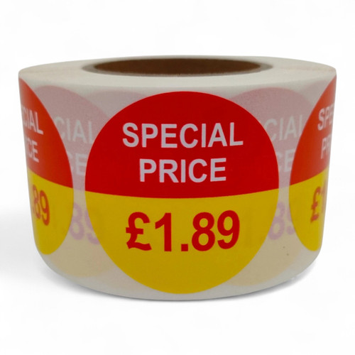 Roll of 500 Special Price Self-Adhesive Stickers–40mm Retail Labels £1.25-£14.99