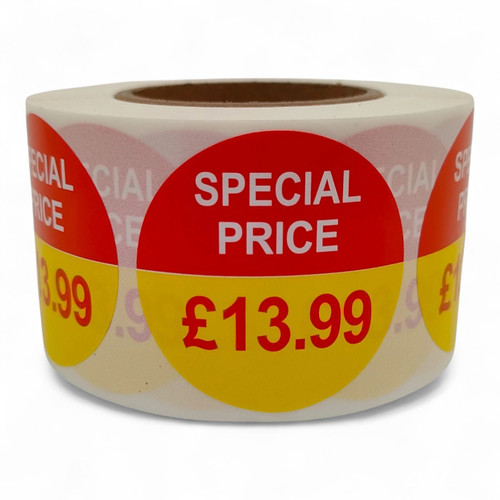 Roll of 500 Special Price Self-Adhesive Stickers–40mm Retail Labels £1.25-£14.99