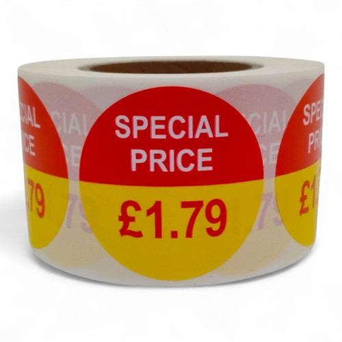 Roll of 500 Special Price Self-Adhesive Stickers–40mm Retail Labels £1.25-£14.99